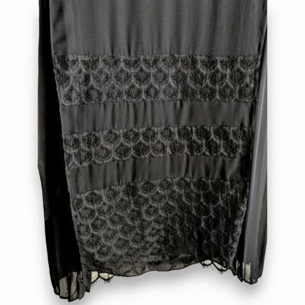 Jenni Kayne‎ Dress size S Silk Black Lace Pleated V Neck Sleeveless Shift Luxe - Picture 5 of 8